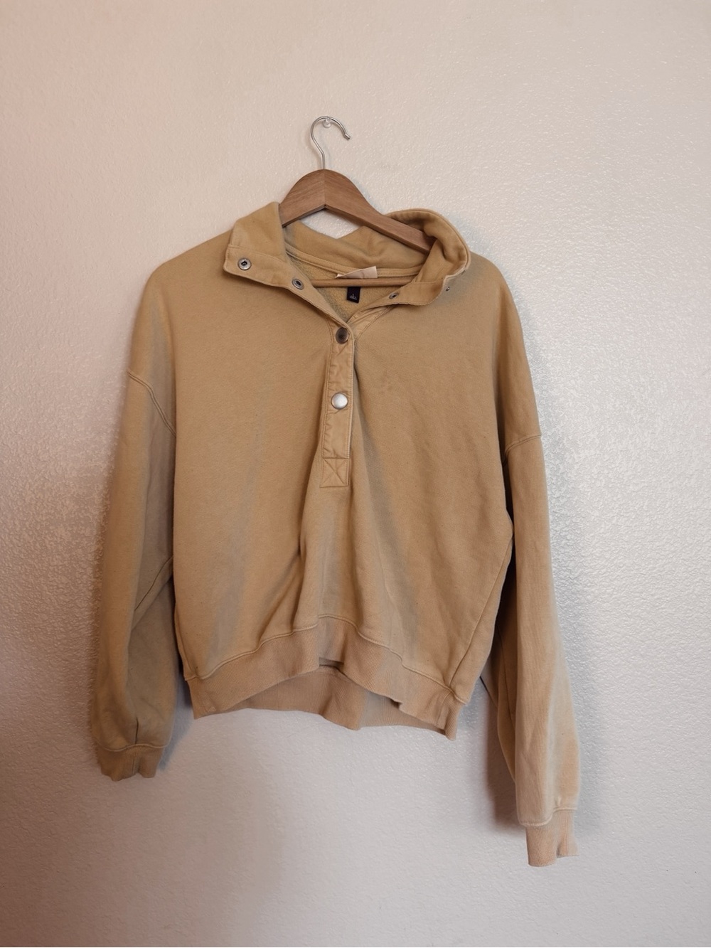 yellow button down sweatshirt
